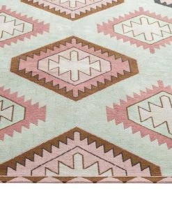 Miss Amara All Rugs Suzie Pink And Green Pastel Tribal Print Rug