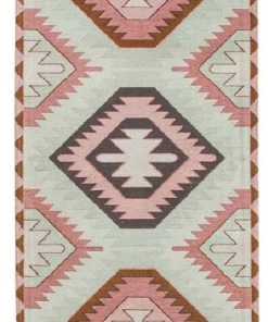 Miss Amara Suzie Pink And Green Pastel Tribal Print Runner Rug All Rugs