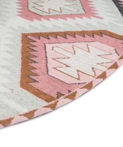 Miss Amara Suzie Pink And Green Pastel Tribal Print Round Rug All Rugs