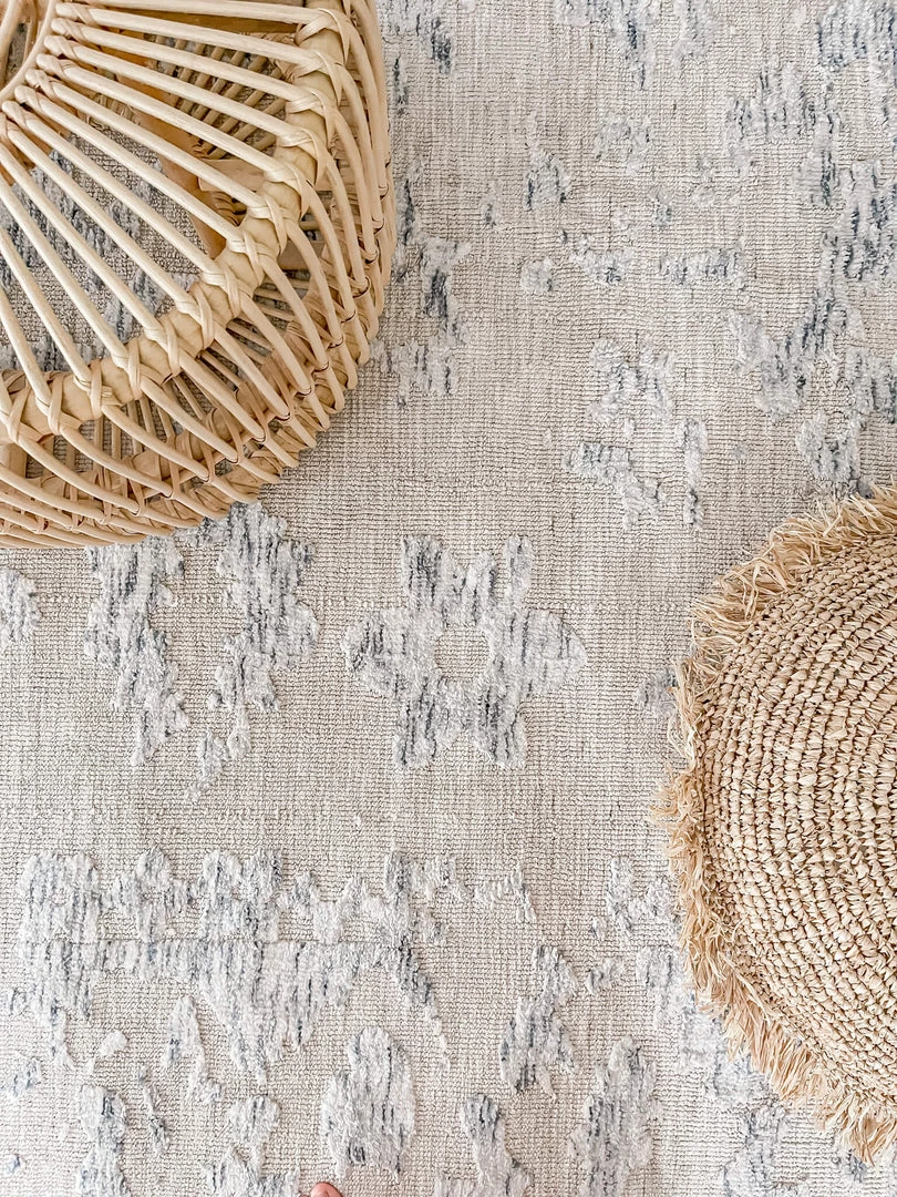 Miss Amara Sylvie Blue And Ivory Floral Transitional Rug