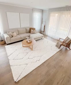 Miss Amara Tahlee Cream And Charcoal Grey Tribal Shag Rug All Rugs