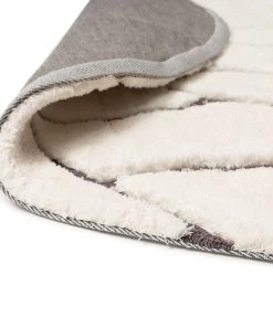 Miss Amara All Rugs Tahlee Cream And Charcoal Grey Tribal Round Shag Rug