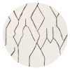 Miss Amara All Rugs Tahlee Cream And Charcoal Grey Tribal Round Shag Rug