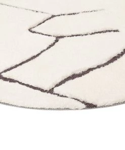 Miss Amara All Rugs Tahlee Cream And Charcoal Grey Tribal Round Shag Rug