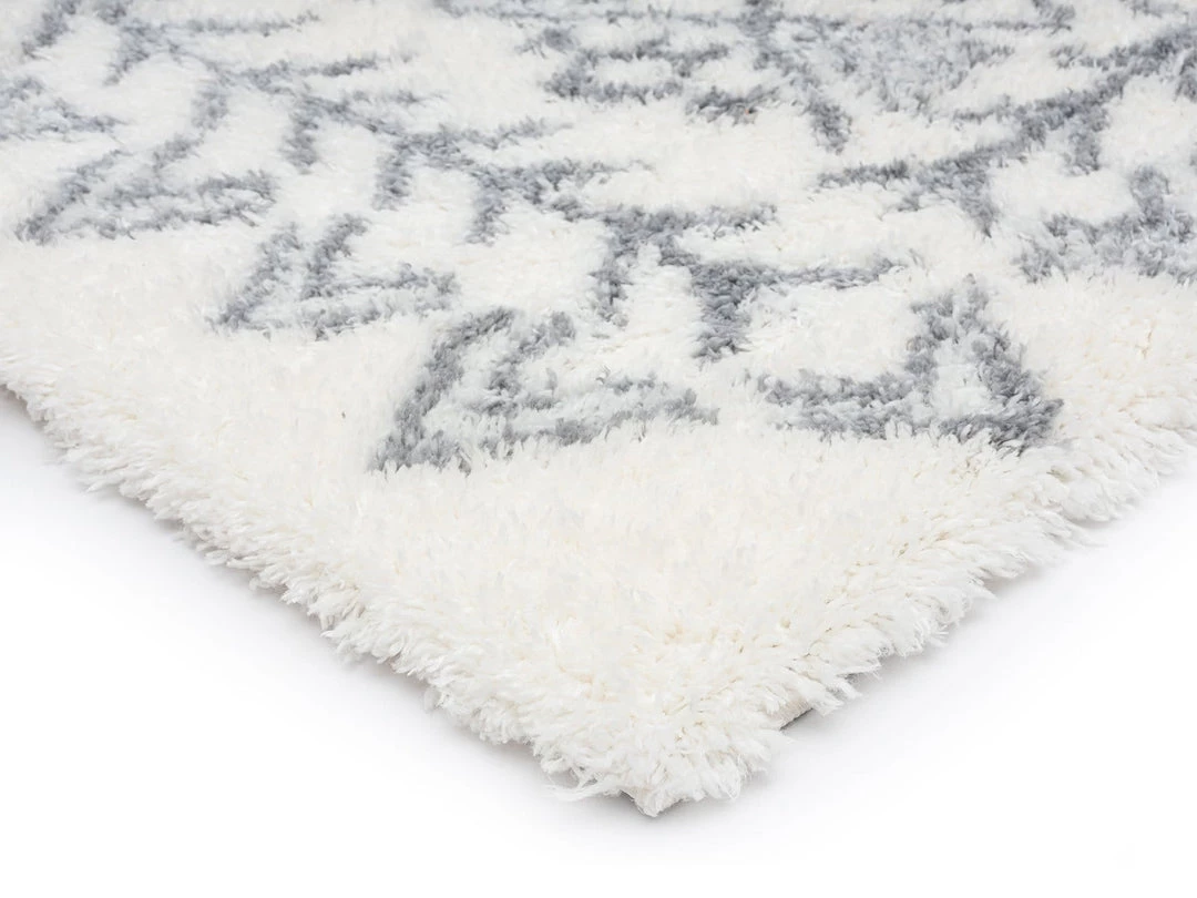 Miss Amara Tahnee Ivory And Grey Tribal Shag Rug