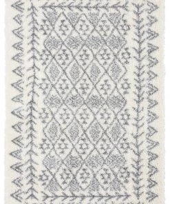 Miss Amara Tahnee Ivory And Grey Tribal Shag Rug
