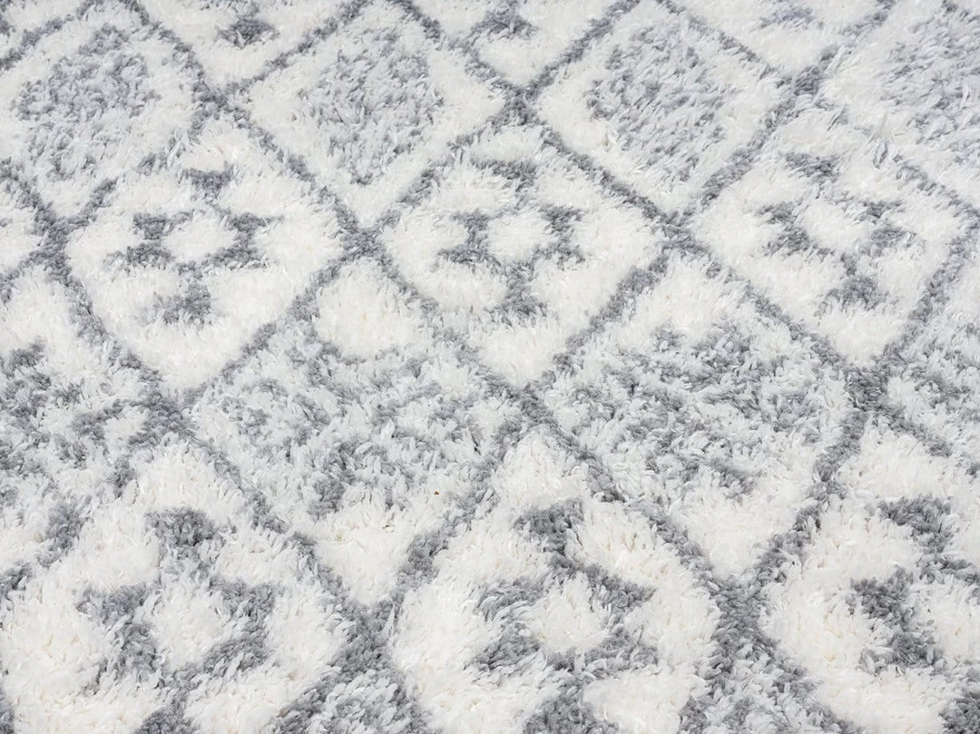 Miss Amara Tahnee Ivory And Grey Tribal Shag Rug