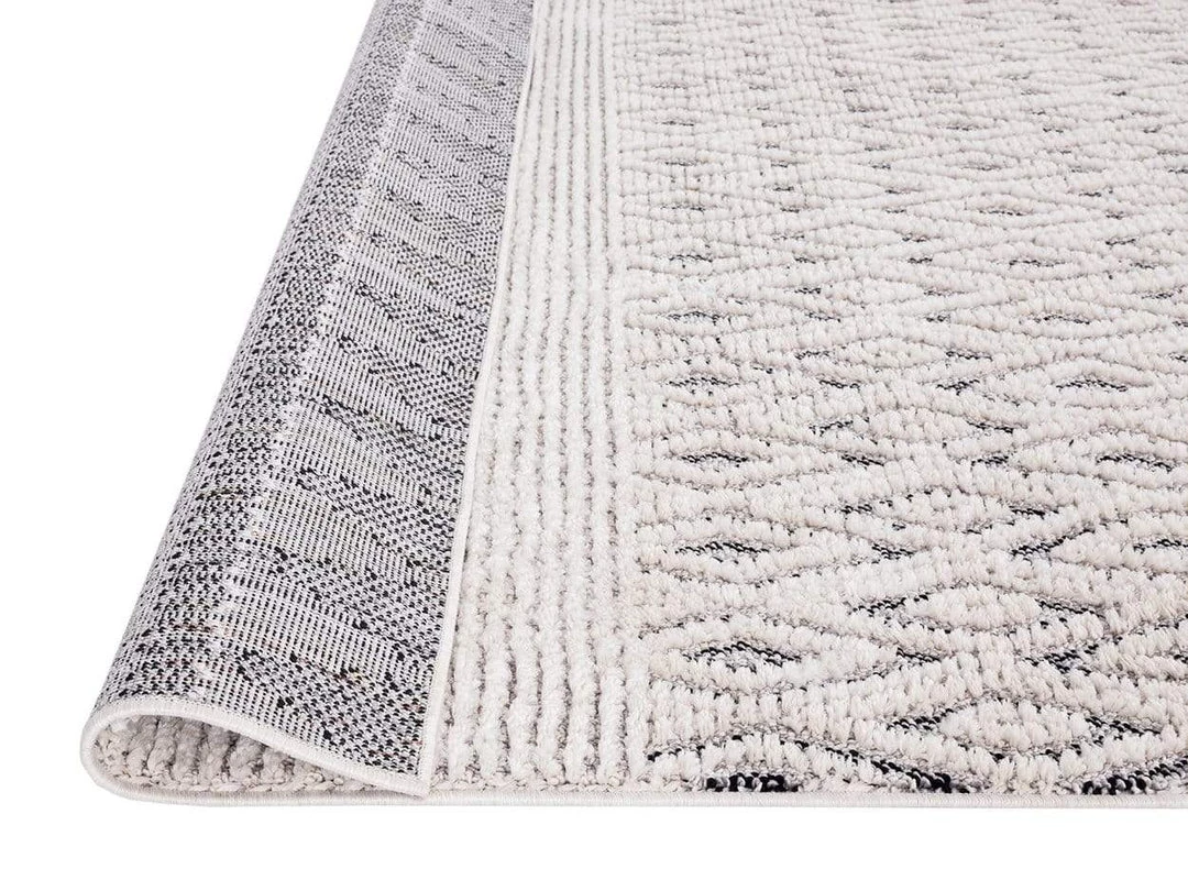 Miss Amara Talia Ivory Black Tribal Textured Rug