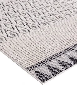 Miss Amara Talia Ivory Black Tribal Textured Rug