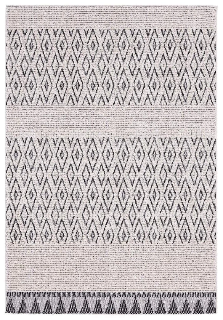 Miss Amara Talia Ivory Black Tribal Textured Rug