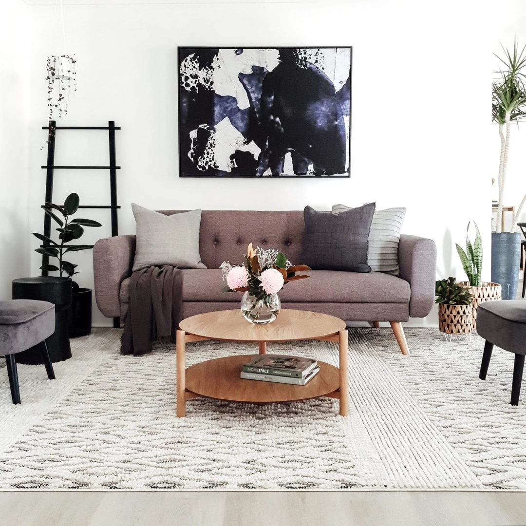 Miss Amara Talia Ivory Black Tribal Textured Rug