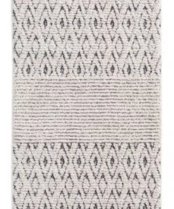 Miss Amara Talia Ivory Black Tribal Textured Runner Rug All Rugs