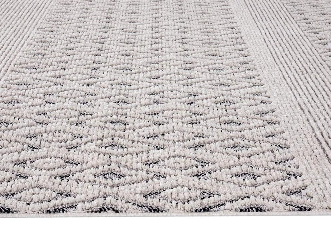 Miss Amara Talia Ivory Black Tribal Textured Rug