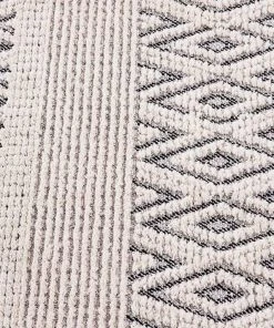 Miss Amara Talia Ivory Black Tribal Textured Runner Rug All Rugs