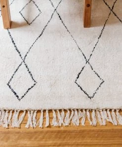 Miss Amara Tamala Cream Tribal Pattern Cotton Rug