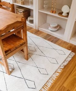 Miss Amara Tamala Cream Tribal Pattern Cotton Rug