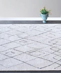 Miss Amara Tamala Cream Tribal Pattern Cotton Rug