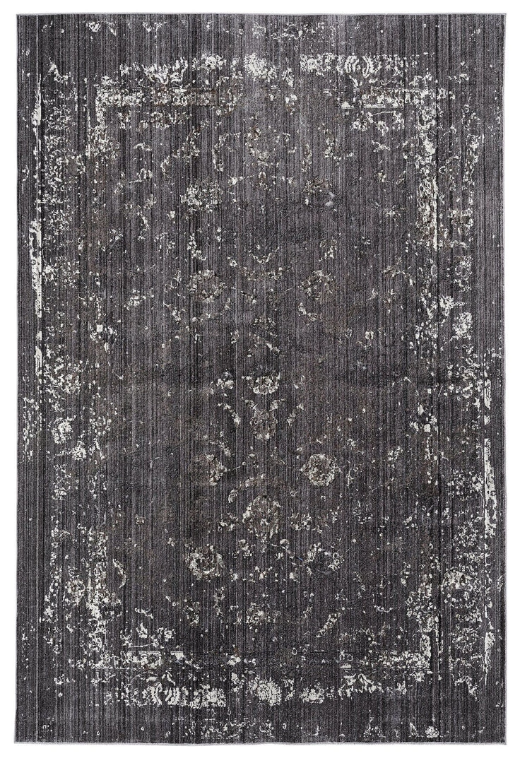 Miss Amara Tamara Dark Grey And Cream Floral Transitional Rug All Rugs