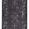Miss Amara Tamara Dark Grey And Cream Floral Transitional Runner Rug All Rugs