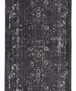 Miss Amara Tamara Dark Grey And Cream Floral Transitional Runner Rug All Rugs