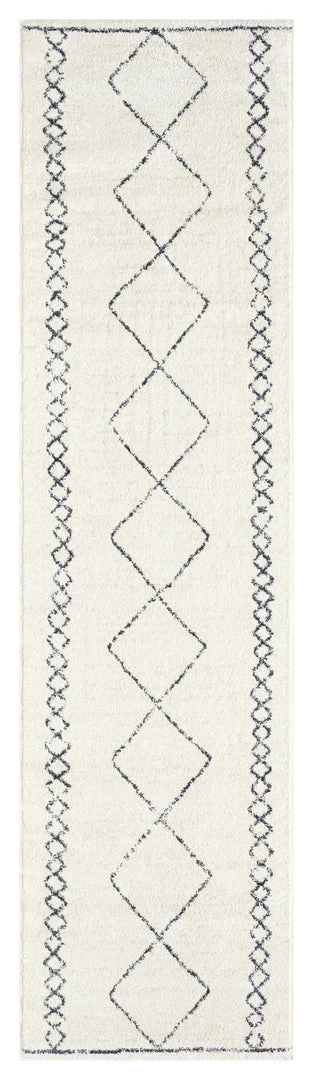 Miss Amara All Rugs Tamira Grey And Ivory Diamond Tribal Runner Rug