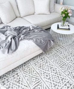 Miss Amara Tatiana Ivory And Grey Textured Tribal Rug