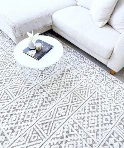 Miss Amara Tatiana Ivory And Grey Textured Tribal Rug