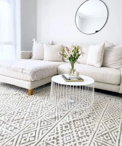 Miss Amara Tatiana Ivory And Grey Textured Tribal Rug
