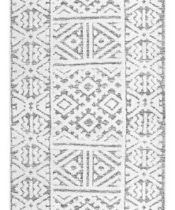 Miss Amara Tatiana Ivory And Grey Textured Tribal Runner Rug All Rugs