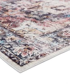 Miss Amara All Rugs Tessa Red And Blue Multicolour Transitional Medallion Rug