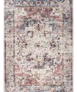 Miss Amara All Rugs Tessa Red And Blue Multicolour Transitional Medallion Rug