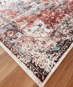 Miss Amara All Rugs Tessa Red And Blue Multicolour Transitional Medallion Rug
