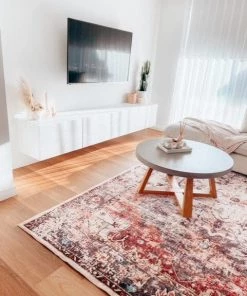 Miss Amara All Rugs Tessa Red And Blue Multicolour Transitional Medallion Rug