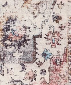 Miss Amara All Rugs Tessa Red And Blue Multicolour Transitional Medallion Rug