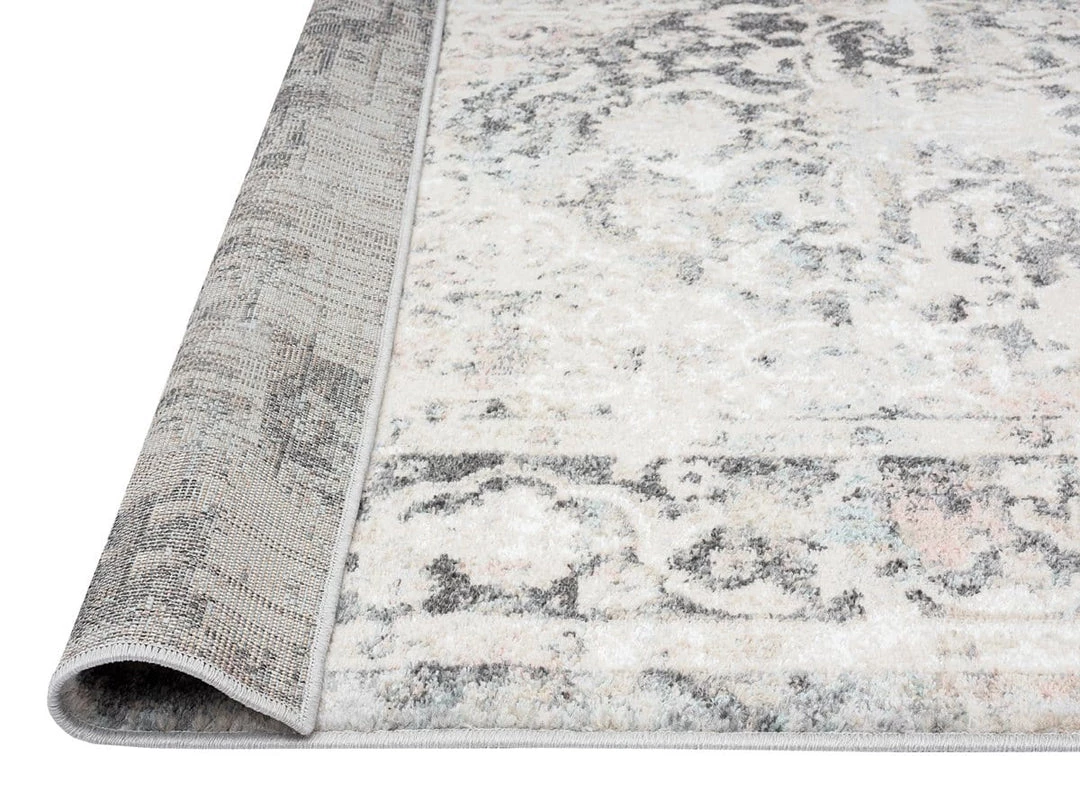 Miss Amara Thea Cream And Grey Traditional Medallion Floral Rug