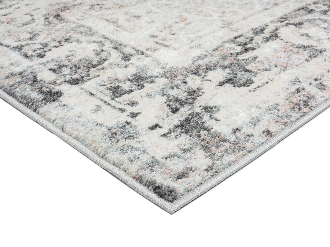 Miss Amara Thea Cream And Grey Traditional Medallion Floral Rug