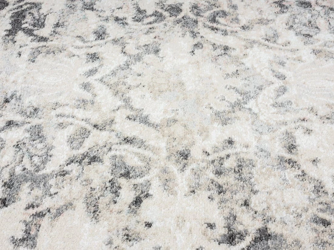 Miss Amara Thea Cream And Grey Traditional Medallion Floral Rug