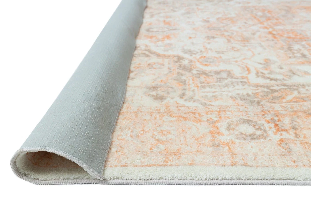 Miss Amara Theodora Orange And Beige Distressed Washable Runner Rug All Rugs