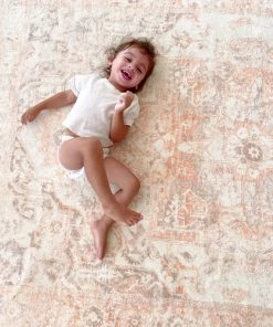 Miss Amara Theodora Orange And Beige Distressed Washable Rug All Rugs