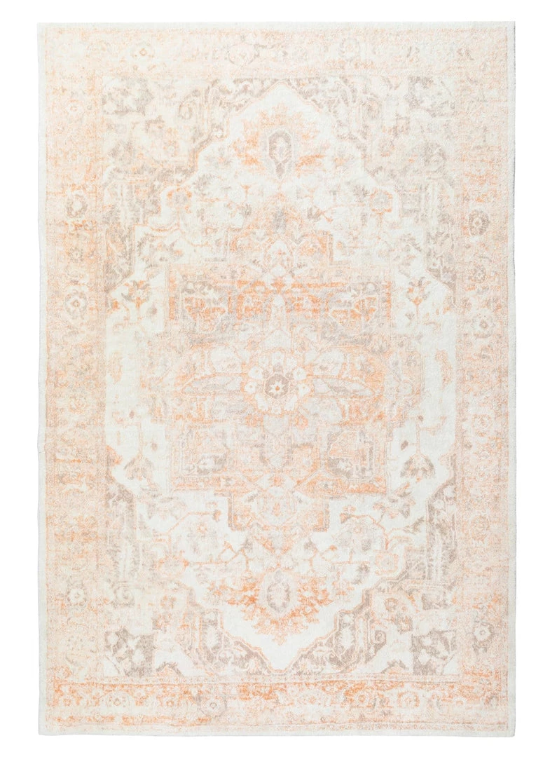 Miss Amara Theodora Orange And Beige Distressed Washable Rug All Rugs