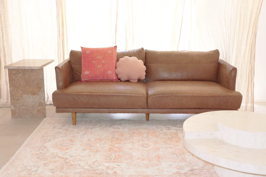 Miss Amara Theodora Orange And Beige Distressed Washable Rug All Rugs