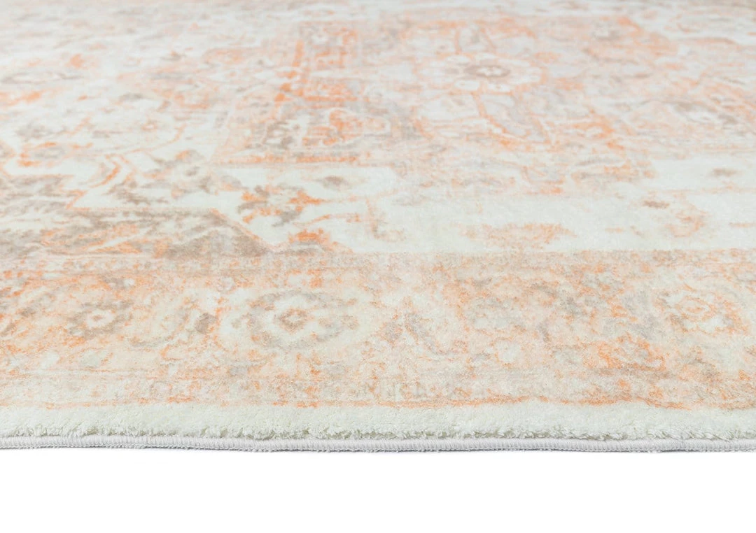 Miss Amara Theodora Orange And Beige Distressed Washable Rug All Rugs