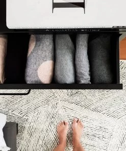 Miss Amara Tilde Charcoal And Ivory Striped Modern Wool Rug All Rugs