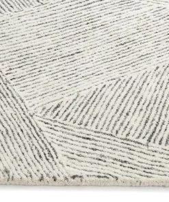 Miss Amara Tilde Charcoal And Ivory Striped Modern Wool Rug All Rugs