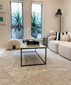 Miss Amara Tilde Charcoal And Ivory Striped Modern Wool Rug All Rugs