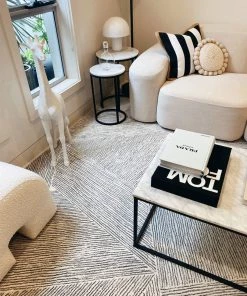 Miss Amara Tilde Charcoal And Ivory Striped Modern Wool Rug All Rugs