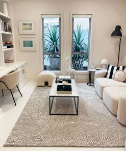 Miss Amara Tilde Charcoal And Ivory Striped Modern Wool Rug All Rugs