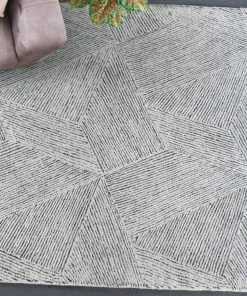 Miss Amara Tilde Charcoal And Ivory Striped Modern Wool Rug All Rugs