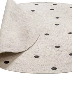 Miss Amara Totit Beige And Black Spotted Round Jute Rug