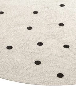 Miss Amara Totit Beige And Black Spotted Round Jute Rug